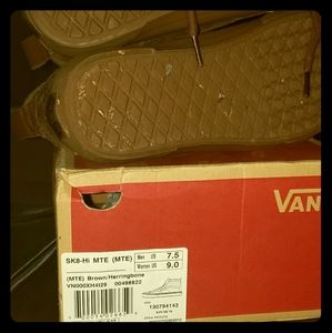 Brown leather high top Vans
